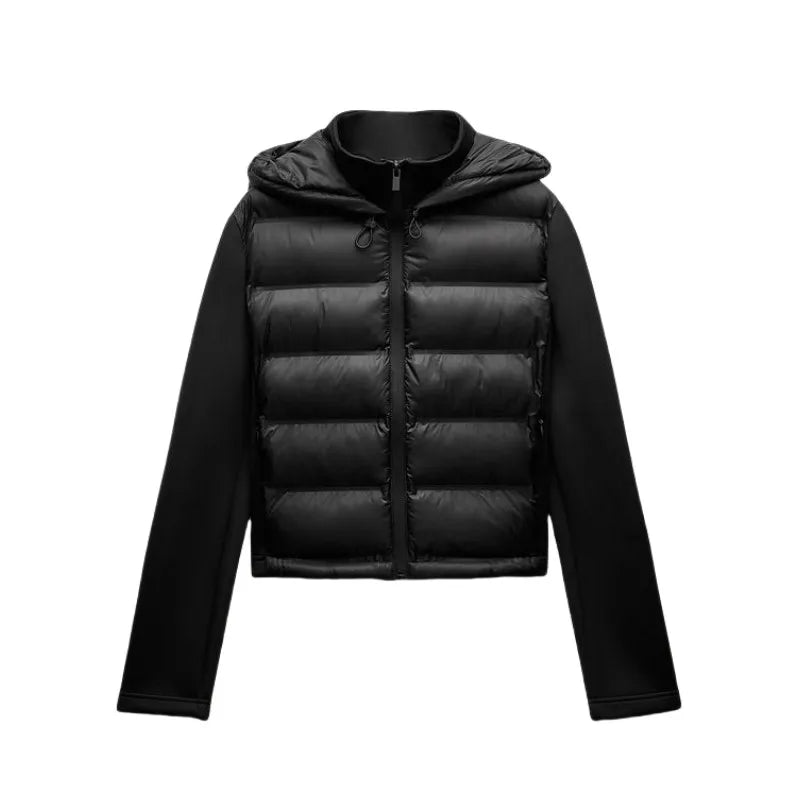 Winter New Arrival  Women's Lightweight Warm Down Jacket with Long Sleeves and Zippered Hooded Sports Coat