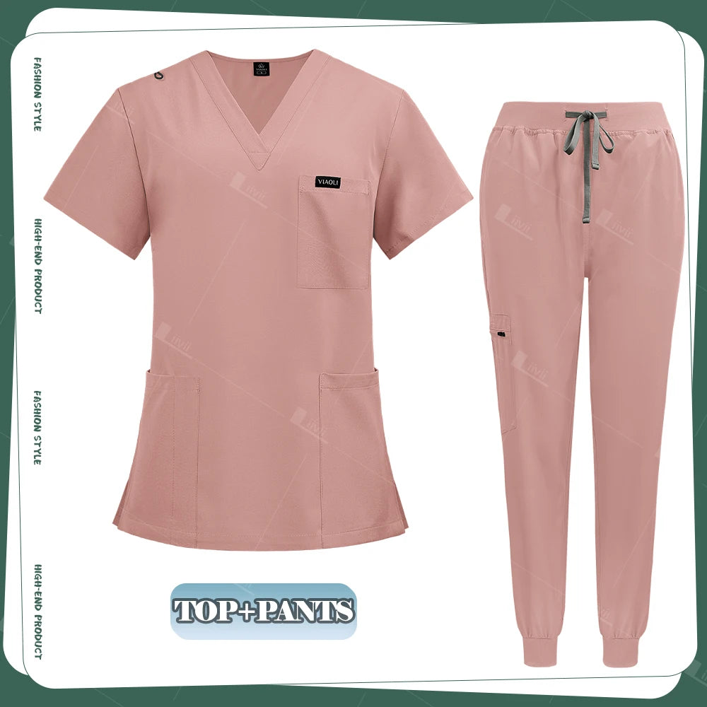 S-XXL Unisex Medical Uniforms Scrub Women Men Clinical Nursing Uniform Doctor Nurse Scrub Set Dentist Workwear Surgery Top Pants