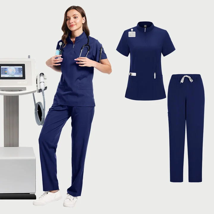 Medical Doctor Nurse Surgical Uniforms Woman Scrub Set Beauty Salon Work Wear Clinical Scrubs Top-Pants Spa Nursing Tunic Suit
