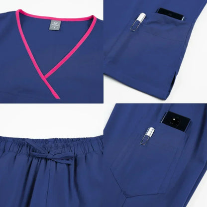 Cherokee Medical Uniforms  Nurse Uniform Scrubs for Women Set Scrub Pants with Pockets and V-neck SPA Scrub Top for Hospital