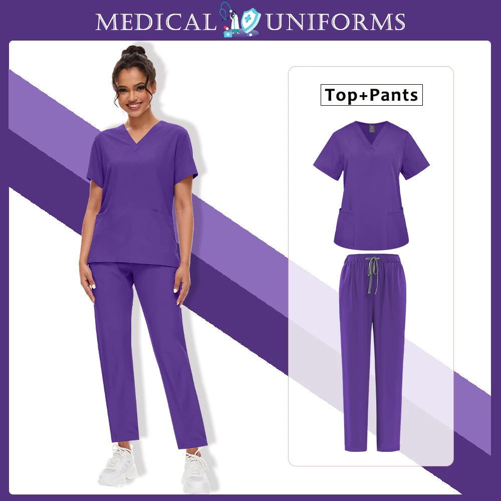 Wholesale Scrubs Set Nurse Dental Straight Surgery Suit Operating Room Clothing Medical Nurse Uniform Hospital Working Work Wear