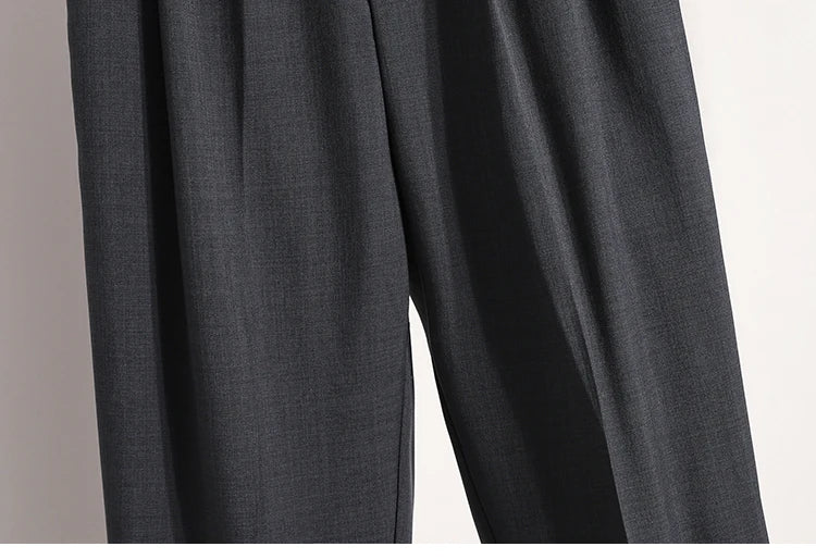 Plus Size Pants For Women Spring Summer 2025 New Korean Fashion High Waist Suit Pants Women Gray Or Black Casual Trousers Female