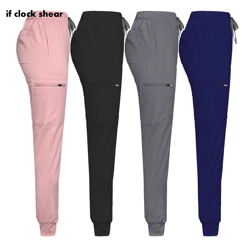 Solid Color Jogger Pants Stretch Medical Pants Dental Clinic Scrub Trousers Comfortable Veterinary Operating Room Scrubs Bottoms