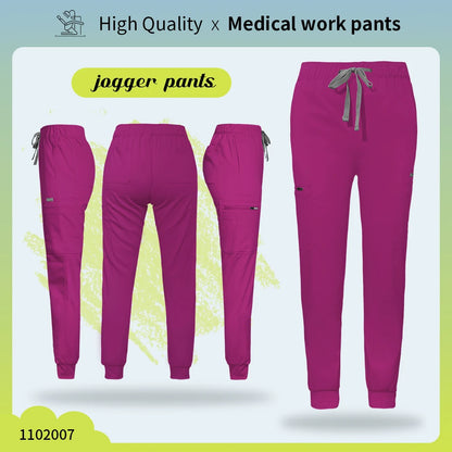 Solid Color Jogger Pants Stretch Medical Pants Dental Clinic Scrub Trousers Comfortable Veterinary Operating Room Scrubs Bottoms