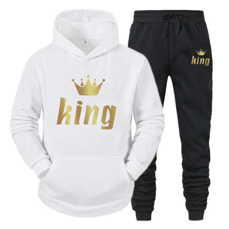 2024 Couple Outfits Hoodie and Jogger Pants High Quality Men Women Daily Casual Sport Jogging Suit King Queen Tracksuits Sets