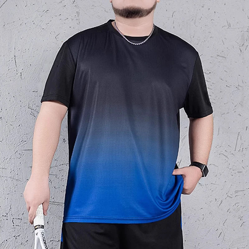 Men's T-shirt Plus Size 1XL-7XL Short Sleeves Tops Spring Summer Gradient Tees Quick Dry Men Sport Oversized Breathable T-shirt