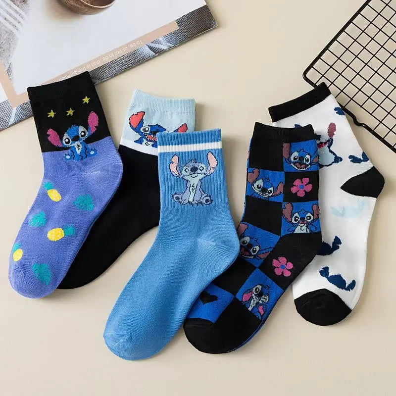 Stitch Anime Lilo & Stitch Cotton Midtube Stockings Socks Cartoon Stitch Dolls Boys Girls Warm Sleep Socks Kids Christmas Gifts