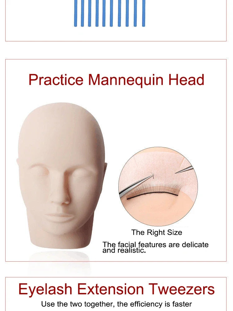 False Eyelash Extension Kit Set for Beginner Lash Brush Tweezers Glue Ring Eye Pad Eyelash Extension Supplies Lash Accessories