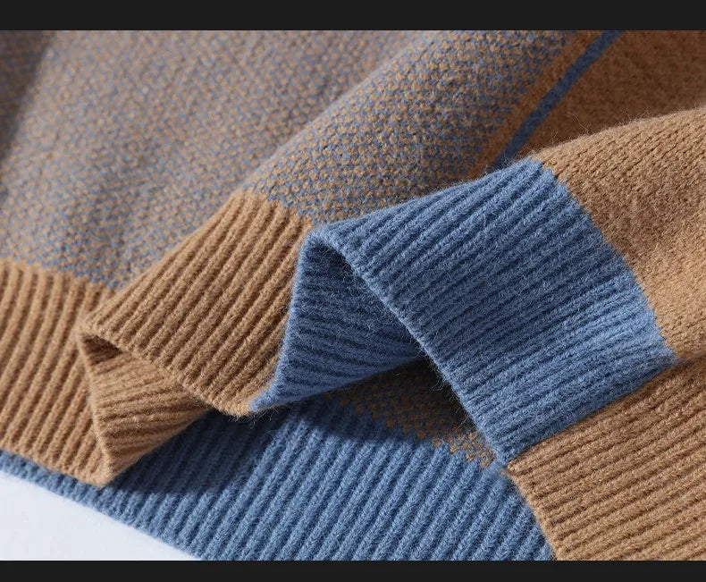 Winter Handsome Plaid Sweater Men Harajuku Mens Jumper Thick Warm Turtleneck Pullover Men High Quality Male Christmas Sweaters