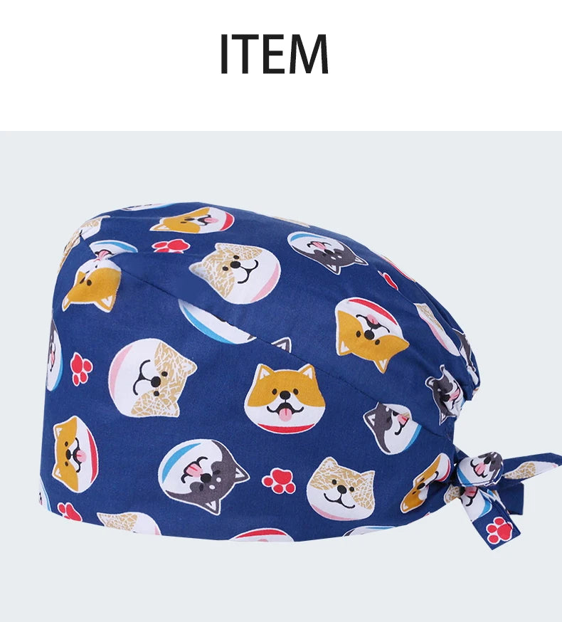 LONG HAIR Scrub Caps Surgical Medical Hats Cotton Nursing Caps Breathable Bouffant Healthcare Chef Pediatric Veterinary Hats M81