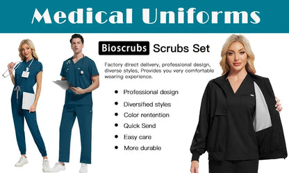 Wholesale Scrubs Set Nurse Dental Straight Surgery Suit Operating Room Clothing Medical Nurse Uniform Hospital Working Work Wear