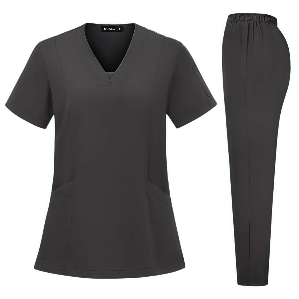 High Quality Hospital Scrubs Uniform Set Nurse Polyester Spandex Stretch Women Scrub Sets Uniforms Nursing Men Medical Scrubs