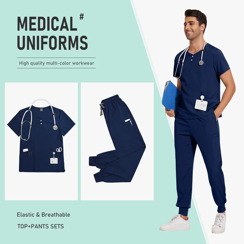 Scrubs Nursing Accessories Medical Surgical Gowns Doctor Nurse Special Scrub Men Solid Color Work Wear Spa Unifroms Women Unisex