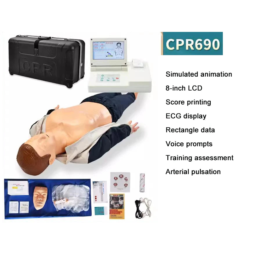 Cardiopulmonary Resuscitation Simulated Human CPR Cardiac Emergency Nursing Training Dummy Whole Body Model