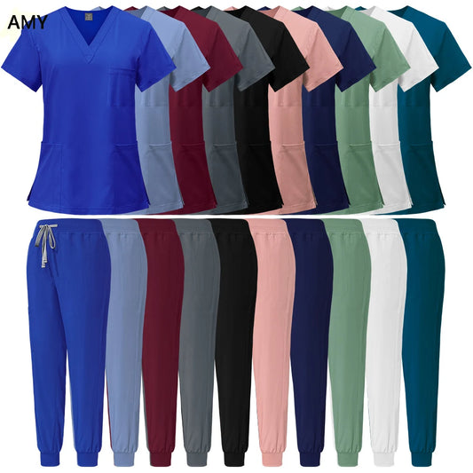 Slim Fit Medical Scrubs Uniform Women Scrub Sets Nursing Accessories Hospital Surgery Gowns Dental Clinic Beauty Salon Workwear