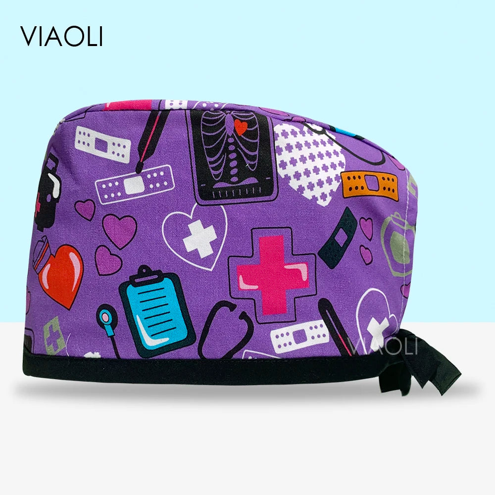 Scrub Cap Printed Cotton Beauty Salon Surgeon Cap Dental Clinic Nursing Hat Women Men Surgical Caps Wholesale Nurse Accessories