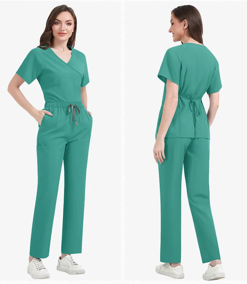 Slim Fit Women Scrubs Sets Hospital Medical Uniforms Nurses Accessories Dental Clinic Beauty Salon Spa Pet Lab Workwear Clothes
