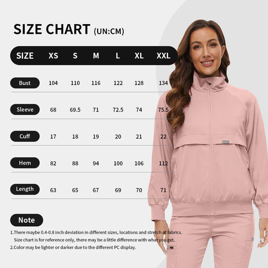 Scrub Jackets Warm Up Medical Scrub Jackets for Women Zip Front Long Sleeved Jacket Doctor Nursing Scrub Outerwear Workwear Tops