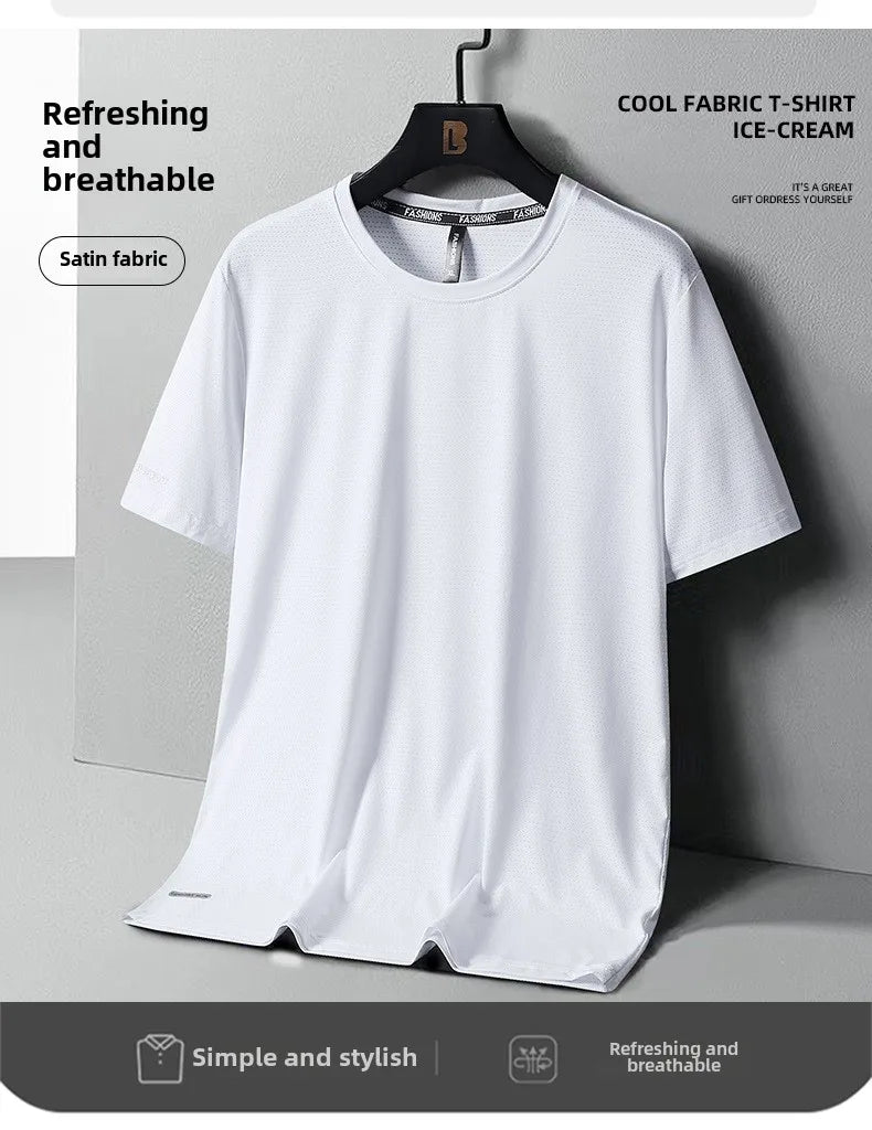 High-Quality Ice Silk T-Shirts Men Plus Size 8XL Male Tshirt Man Tee Shirt Breathable Wearing Tee Tops Running Fast Shipping