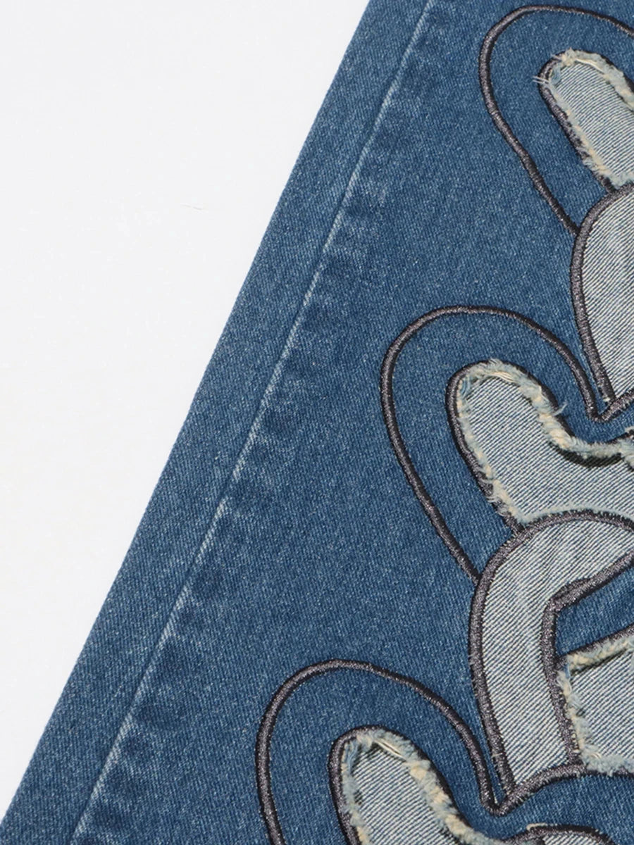 CHICEVER Retro Hot Girl Two Piece for Women Strapless Sleeveless Patchwork Denim Vest  Irregular Hollow Pant Summer Suit Female