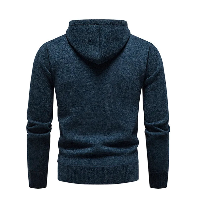 New Autumn Winter Hoodies Men Fashion Hooded Sweatshirts Men Casual Knitted Pullovers Hooded Streetwear Solid Sports Sweatshirts