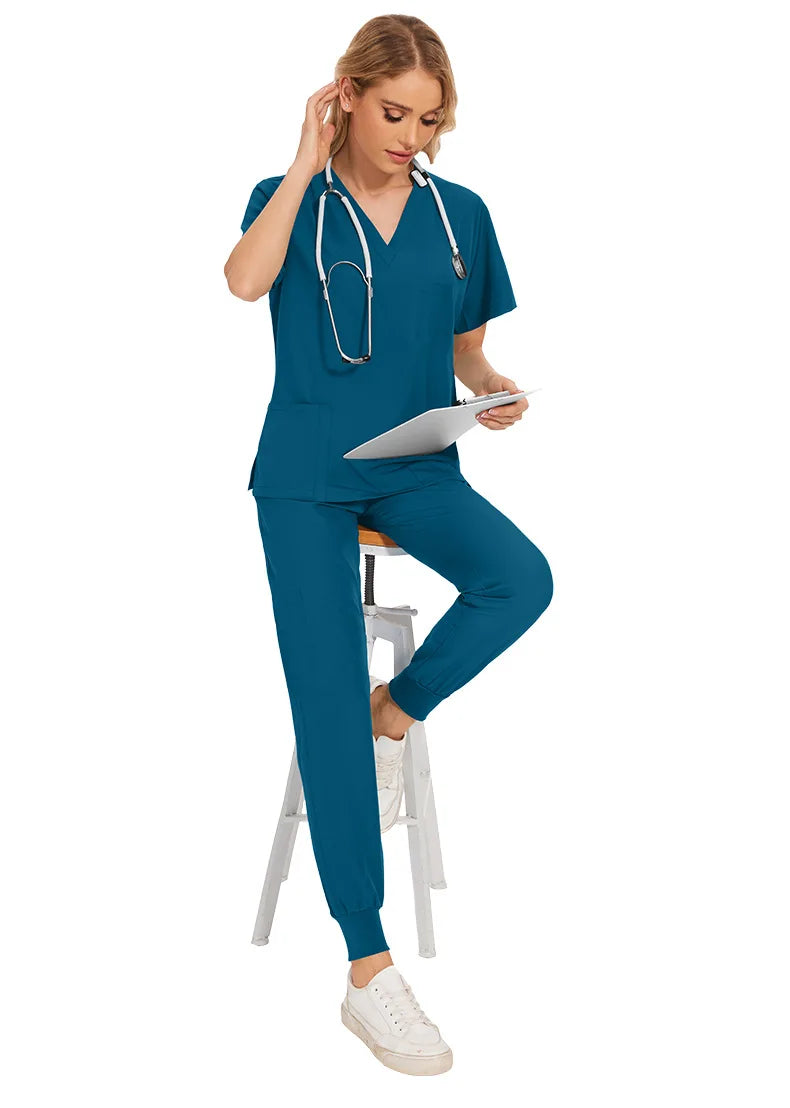 Slim Fit Medical Scrubs Uniform Women Scrub Sets Nursing Accessories Hospital Surgery Gowns Dental Clinic Beauty Salon Workwear