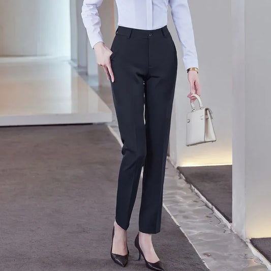 Women's Business Pants - Slim-Fit High-Waisted Office Work Trousers