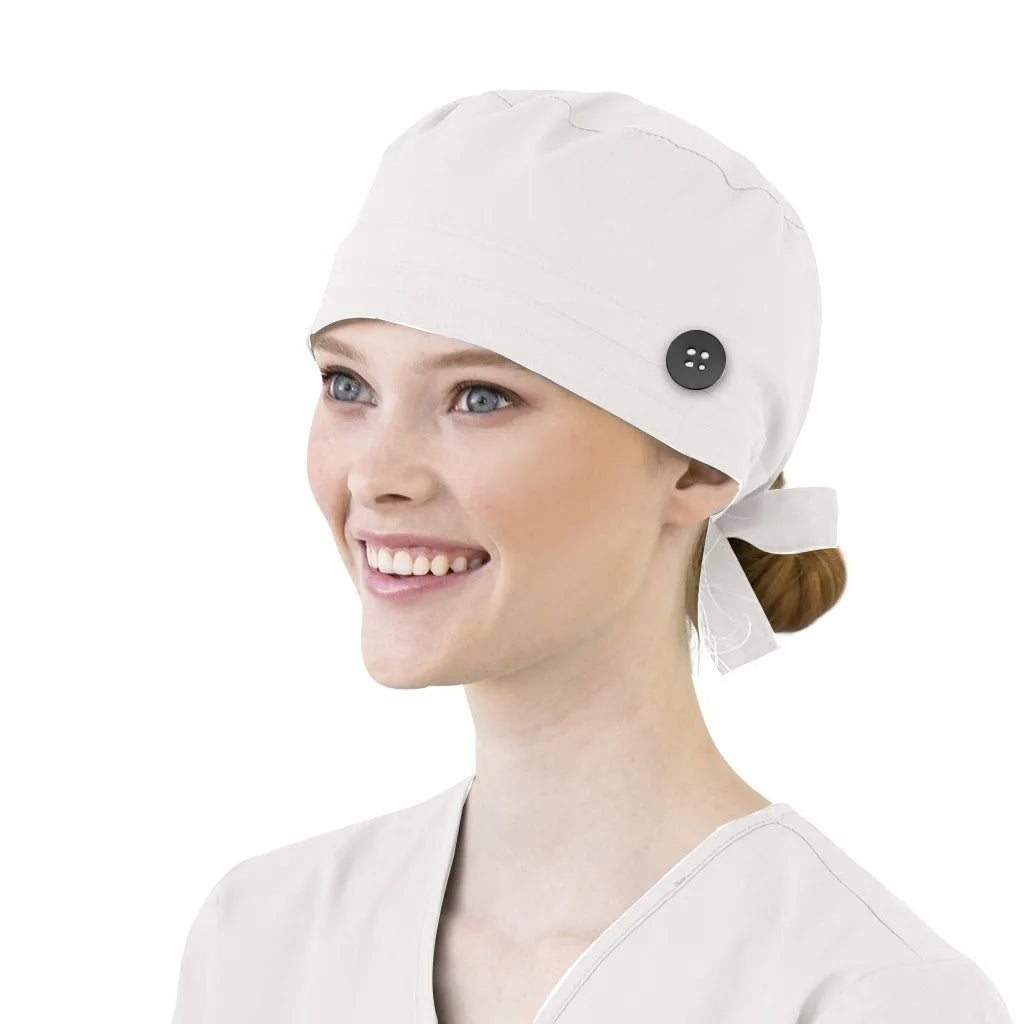 Solid Color Scrubs Caps With Button Pet Grooming Agency Work Scrubs Beauty Work Hats Lab Nursing Scrubs Cap Gorro Enfermera