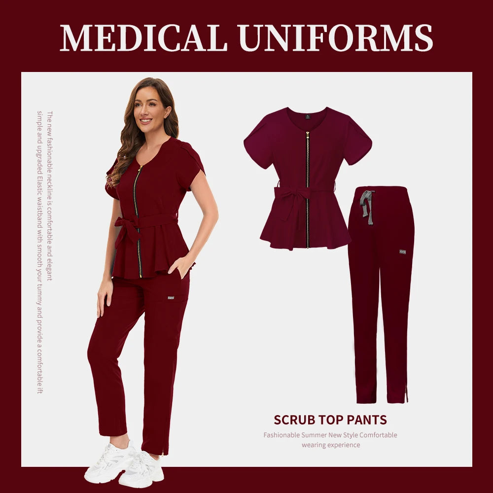 Medical Scrub Set Hospital Staff Uniform Doctor Nurse Surgical Uniforms Woman Pet Grooming Healthcare Nursing Scrub Articles Set