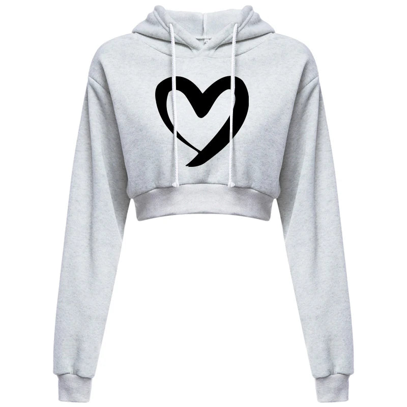 Fashion Womens Plain Crop Top Hoodie Hooded Fullength Sleeves Sweatshirt