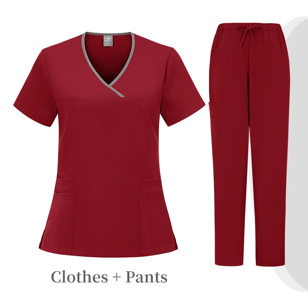 High quality color doctor nurse uniform scrubbing set Medical clothing Beauty salon work quick drying women's medical