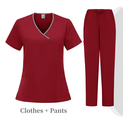 High quality color doctor nurse uniform scrubbing set Medical clothing Beauty salon work quick drying women's medical