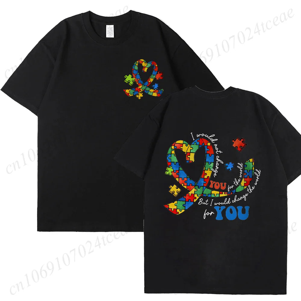 Autism Awareness Month Women T-Shirt Neurodiversity ADHD Tees Shirt Autism Teacher Mom Gift Short Sleeve Tops Female Clothing