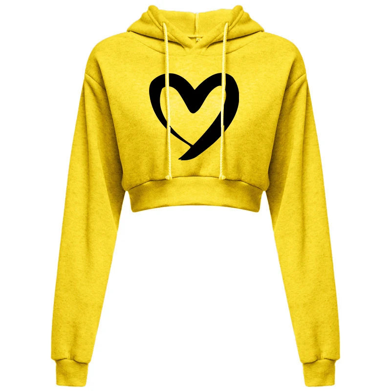 Fashion Womens Plain Crop Top Hoodie Hooded Fullength Sleeves Sweatshirt