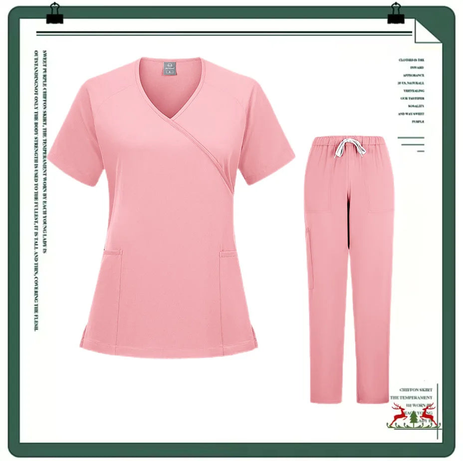 Nurse Scrubs New Fashion Medical Scrub Soft Breathable Jogger Pants Set Surgical Uniforms Woman Nursing Clinical Doctor Workwear