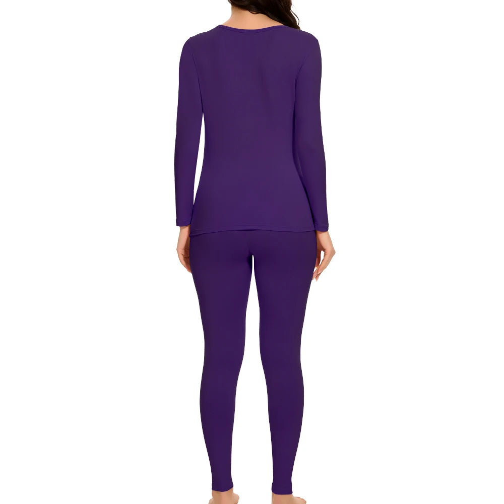 Plus Size Winter Thermal Underwear Suits Women's Long-Sleeved Tops Pants 2PCS Soft Comfortable Ladies Layer Clothing 6 Color