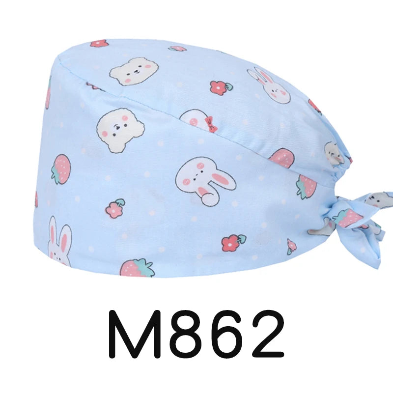 LONG HAIR Scrub Caps Surgical Medical Hats Cotton Nursing Caps Breathable Bouffant Healthcare Chef Pediatric Veterinary Hats M81