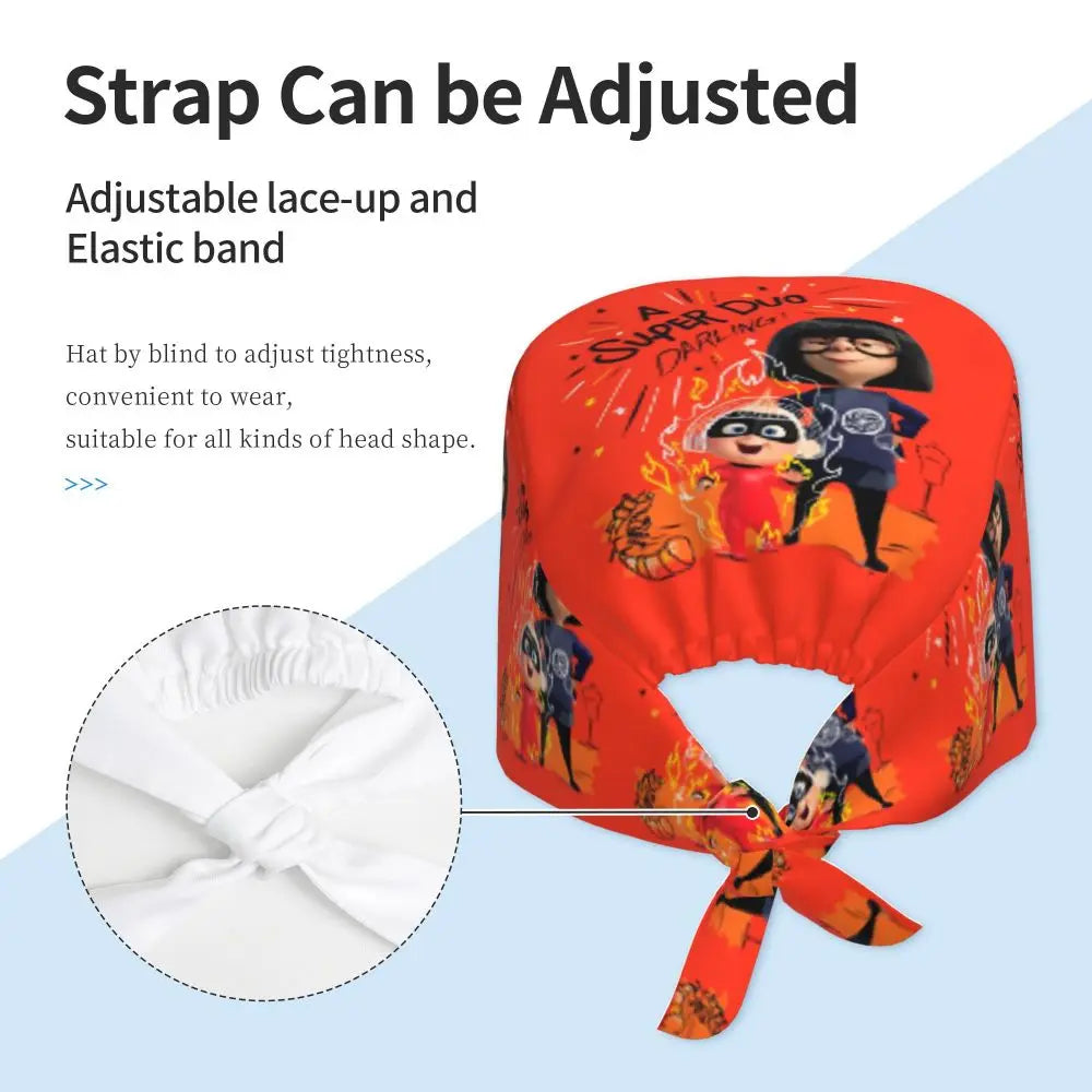 Custom The Incredibles Medical Staff Scrubs Hat Men Women Superhero Anime Doctor Nursing Surgical Cap Scrub Caps