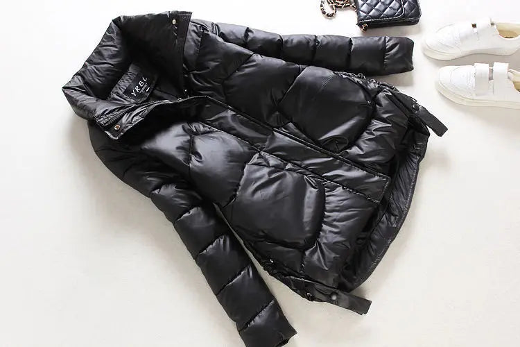 Winter Warm Coat Women's Fashion New Solid Color Hood Filled Down Cotton Coat Women's Clothing Winter Jacket Women