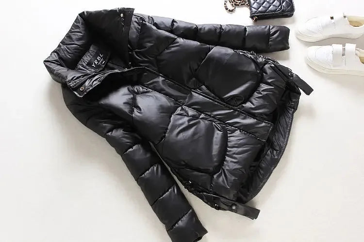 Winter Warm Coat Women's Fashion New Solid Color Hood Filled Down Cotton Coat Women's Clothing Winter Jacket Women