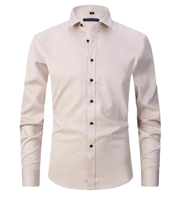 6XL 7XL 8XL Spring and Autumn Shirt Men's Long Sleeve Large Luxury Business Casual Slim Solid Color Wrinkle Free Press