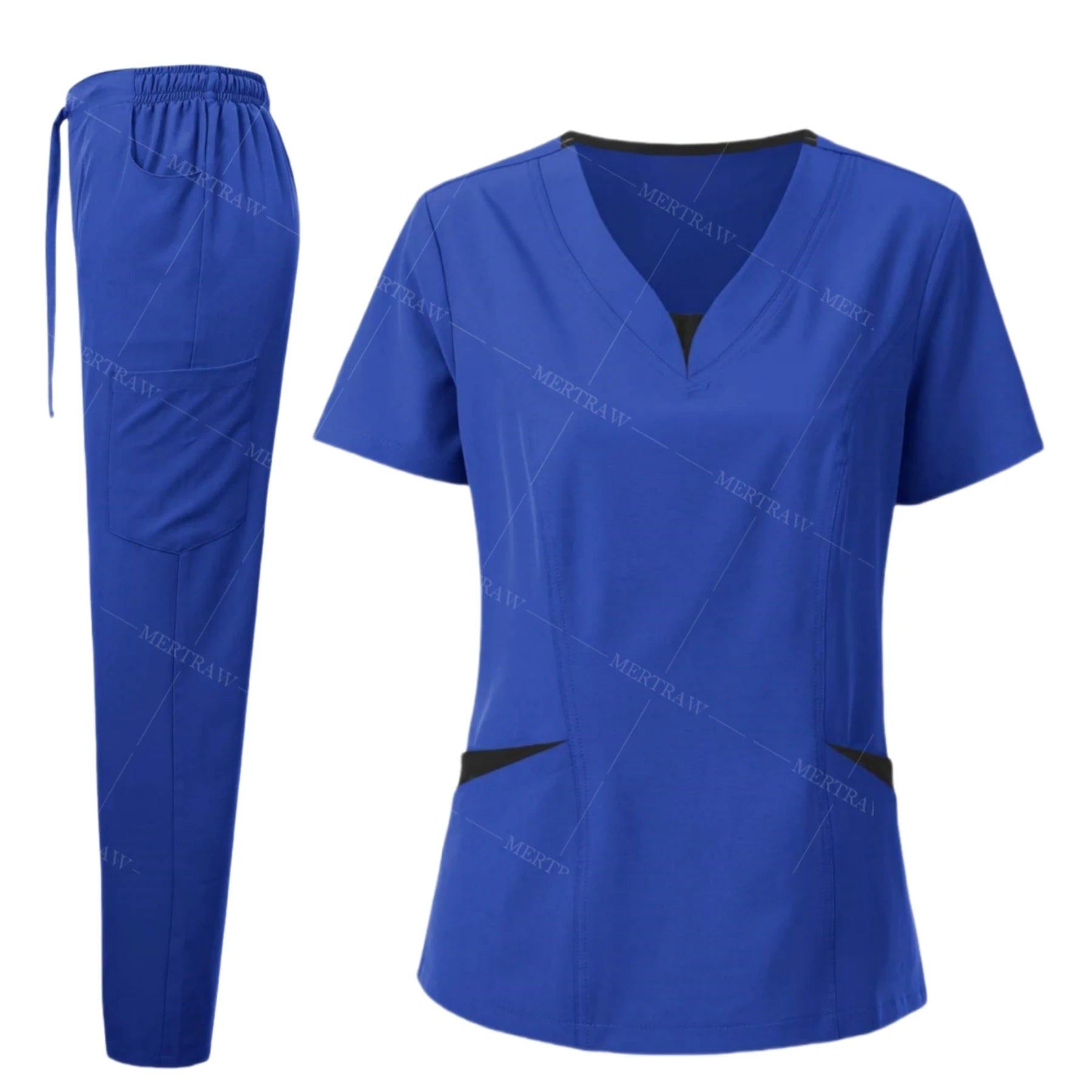 Scrub Set for Women Nurse Blouses Trendy V Neck Plus Size Nursing Blouse Beautiful Solid Color Workwear Scrub Tops and Pants