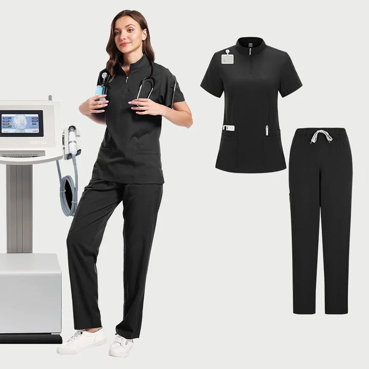 Medical Doctor Nurse Surgical Uniforms Woman Scrub Set Beauty Salon Work Wear Clinical Scrubs Top-Pants Spa Nursing Tunic Suit
