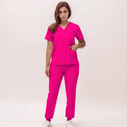 2025 New Nurse Uniforms V-neck Top Jogger Pants Scrub Sets Surgical Workwear Dentist Nursing Suit Hospital Doctor Outfit S21