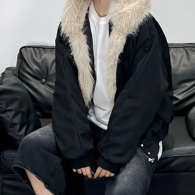 Winter Warm Jacket New High Street Fur Collar Hooded Women's American High-end Sense Versatile Korean Version Coat Trend