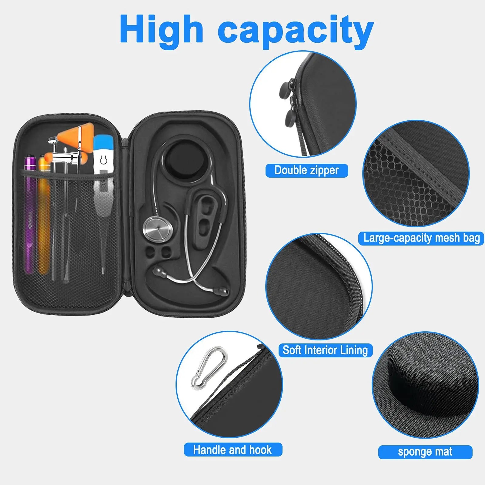Eva Hard Stethoscope Case Shockproof Waterproof Portable Travel Storage Box For Littmann Cardiology Nurse Doctor Medical Organiz