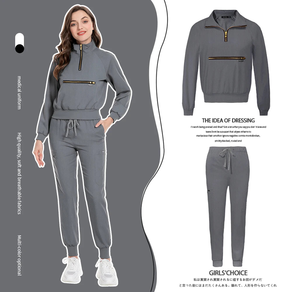 Hospital Medical Uniforms Nurse Suit Women Solid Color Dentistry Operating Room Scrub Set Two-piece Pet Grooming Doctor Workwear