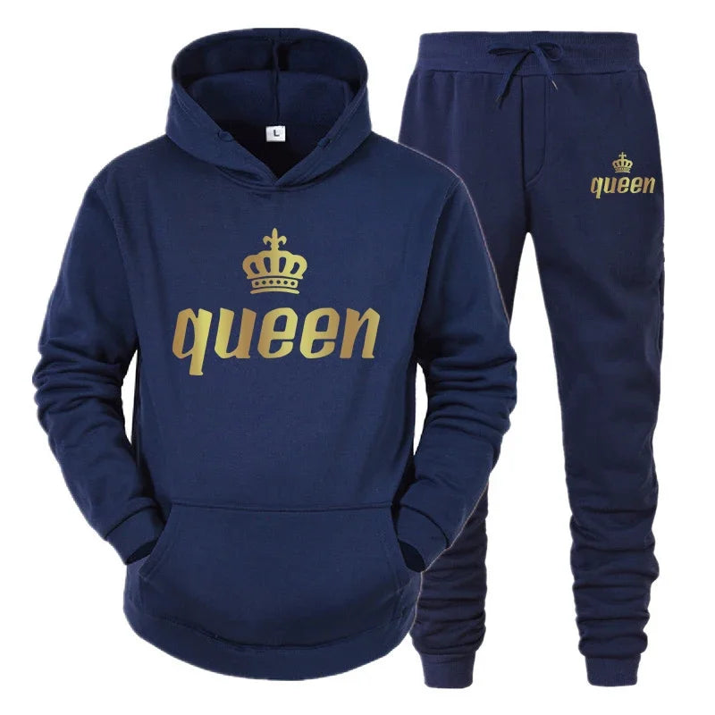 2024 Couple Outfits Hoodie and Jogger Pants High Quality Men Women Daily Casual Sport Jogging Suit King Queen Tracksuits Sets