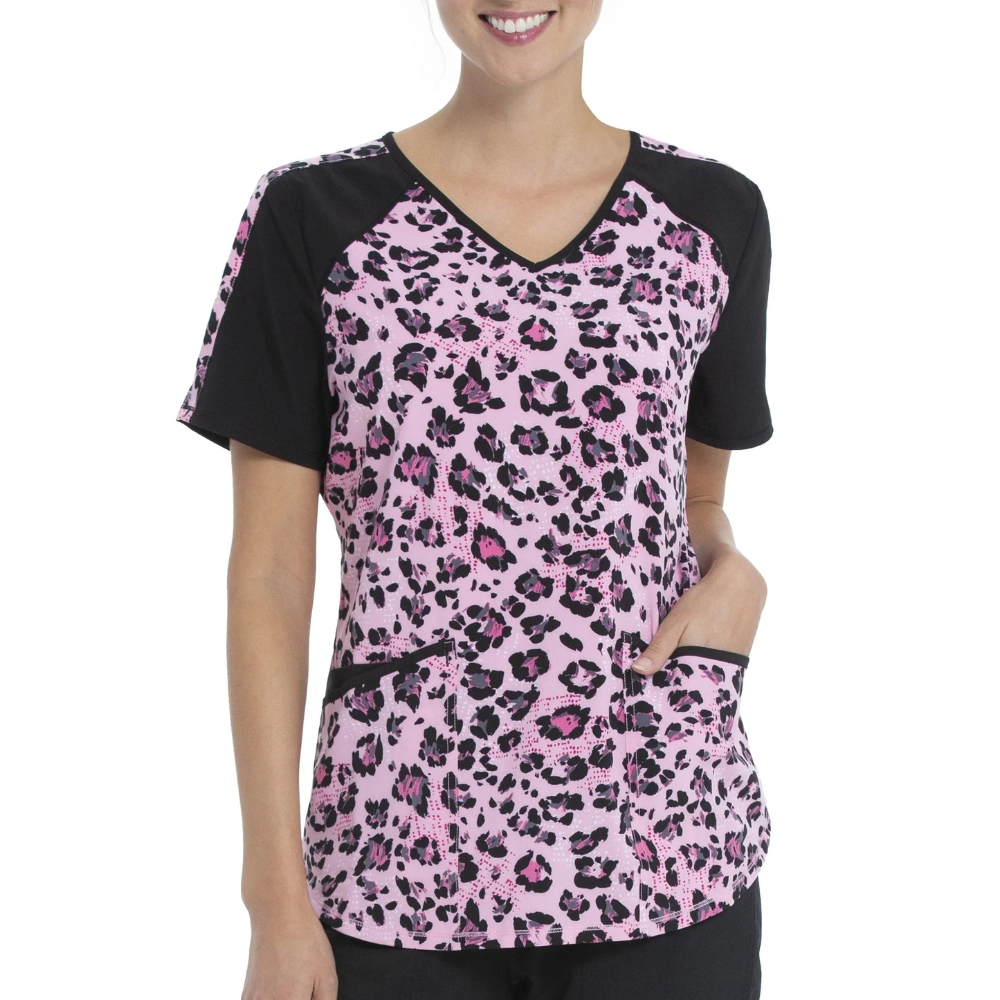 Women Nurse Uniform Medical Scrubs Flower 3d Print V-Neck Pocket Medical Uniforms Cartoon Nursing Scrubs Short Sleeve Pocket Loo