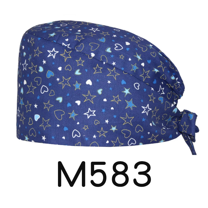 LONG HAIR Scrub Caps Surgical Medical Hats Cotton Nursing Caps Breathable Bouffant Healthcare Chef Pediatric Veterinary Hats M81
